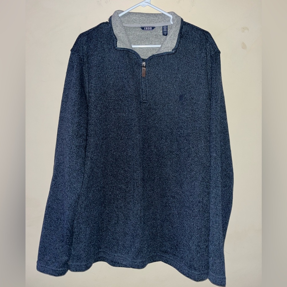 Izod Dusty Blue Long Sleeve 1/4 Zip Men’s Sweater, Size XL